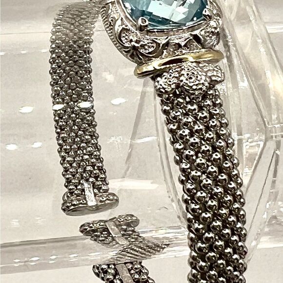 Phillip Gavriel renaissance Cushion Blue Topaz Cuff Bangle - Picture 13 of 15